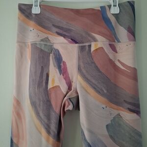 Athleta Elation 7/8 Tight Leggings Vibrance Orchard Pink Watercolor Print  M